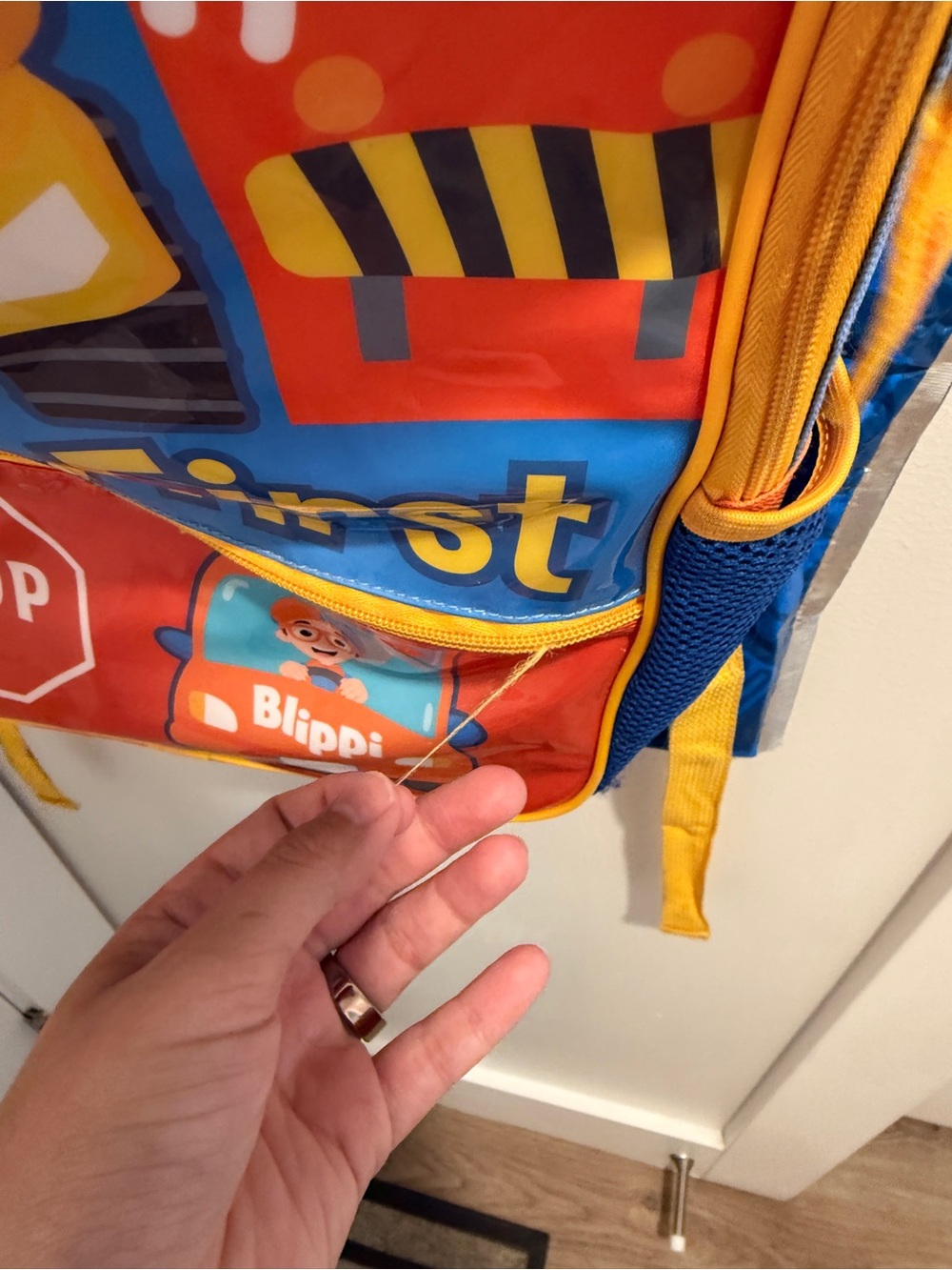 Blippi Safety First Kids Backpack - Yellow Blue Red - Picture 3 of 7